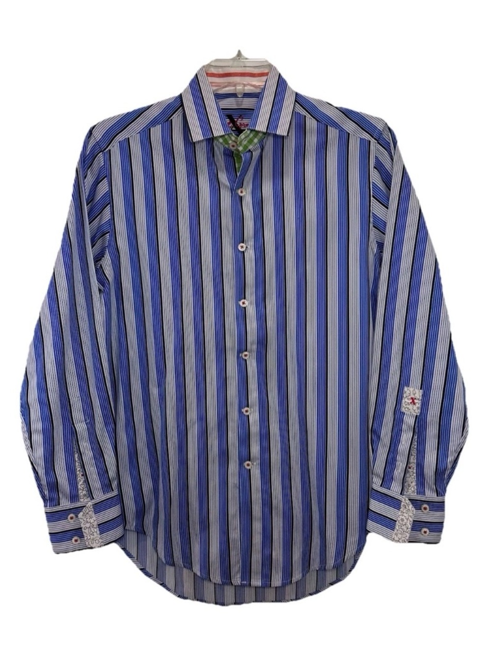 Robert Graham Blue and White Striped Dress Shirt